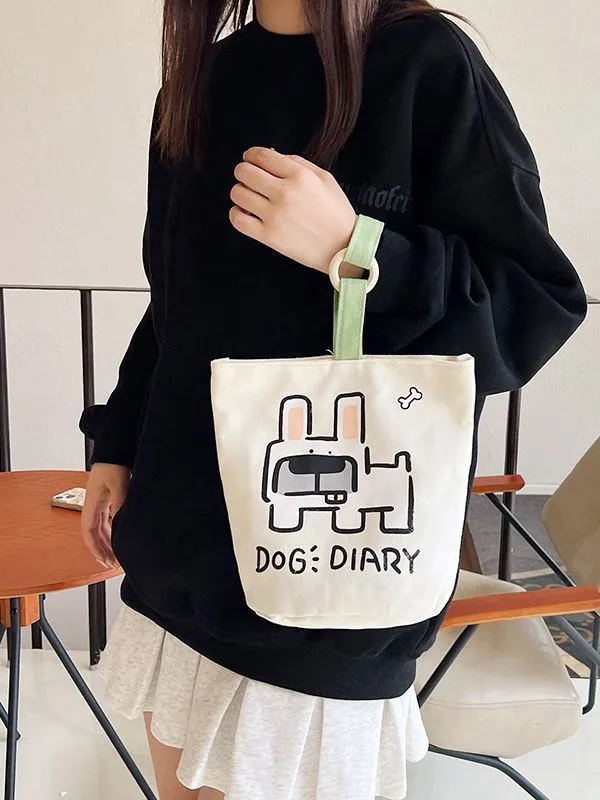 Women's Portable Mummy Canvas Shopping Cute Lunch Bags