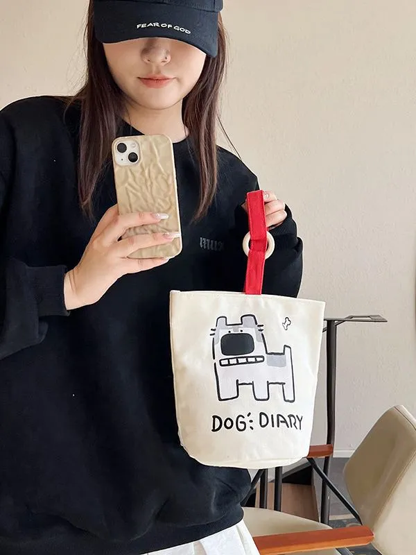 Women's Portable Mummy Canvas Shopping Cute Lunch Bags