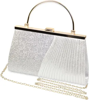 Women's rhinestone handbag, fashionable evening gown party shiny wallet, formal chain shoulder bag, suitable for women's wedding banquets, birthday parties, cocktail parties (silvery2)