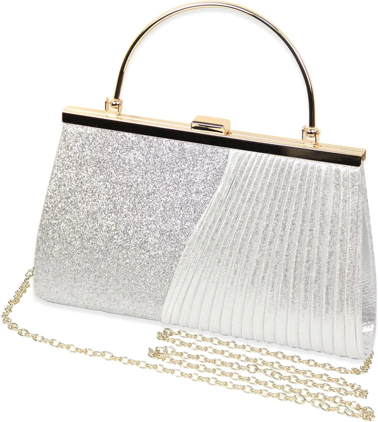 Women's rhinestone handbag, fashionable evening gown party shiny wallet, formal chain shoulder bag, suitable for women's wedding banquets, birthday parties, cocktail parties (silvery2)