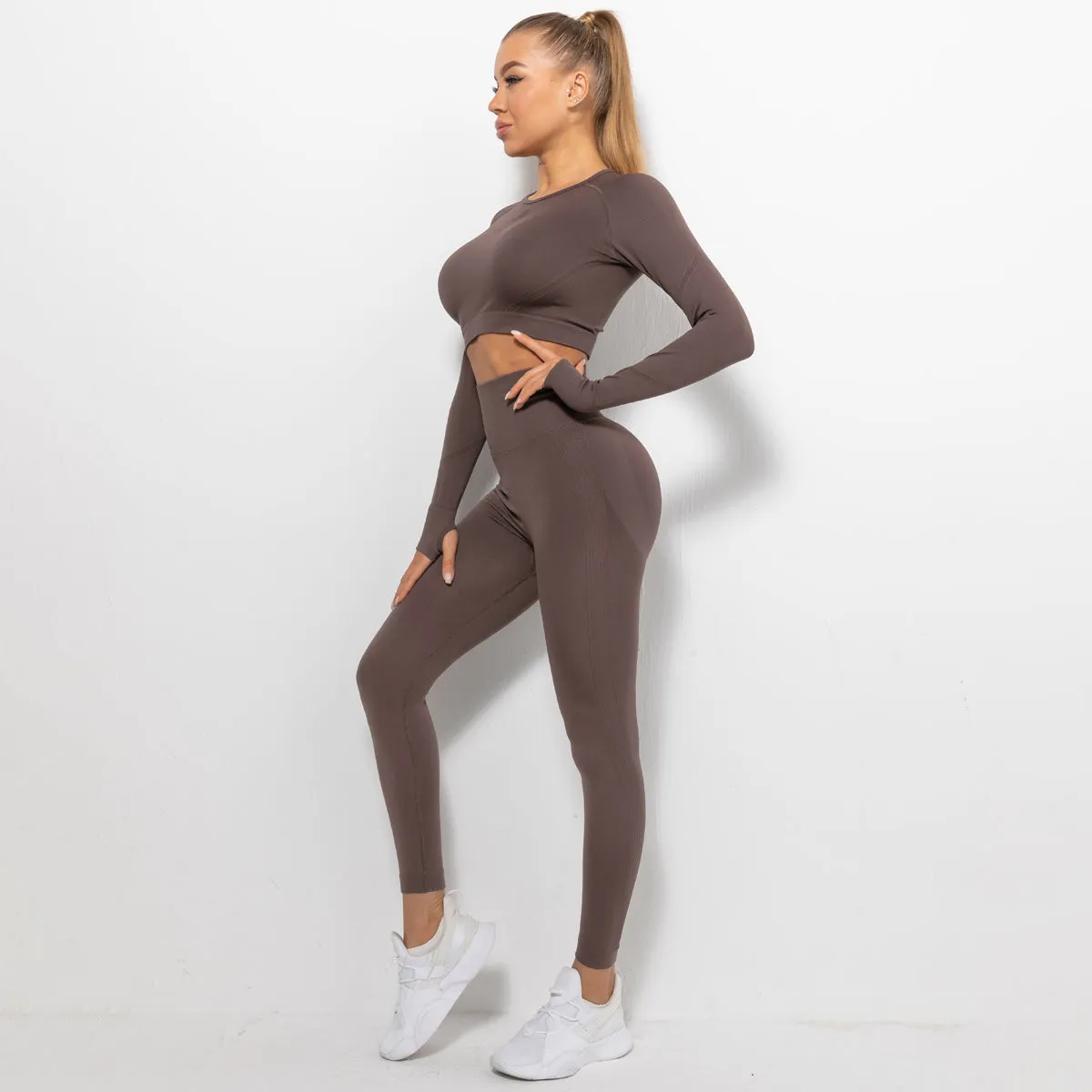 Women's  Seamless Breathable Long Sleeve Yoga Sportswear