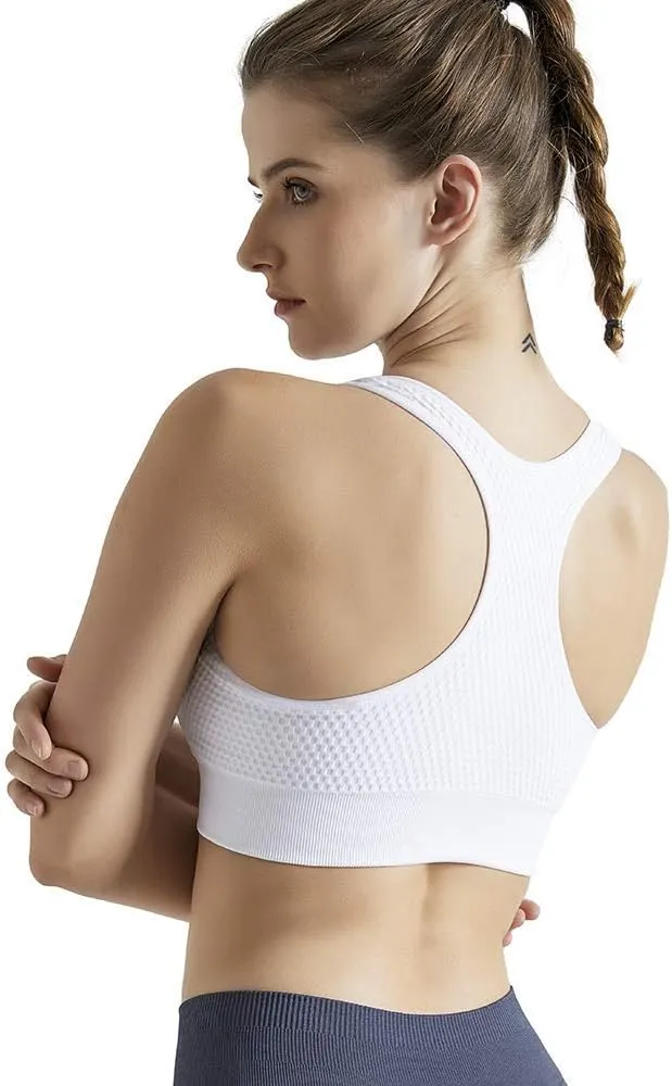 Women's Seamless Sports Bras-Padded High Impact Support Workout Bra Tops for Yoga Gym Fitness (2 Pcs)