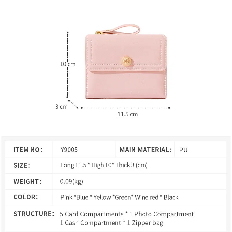 Women's Short Chic Folding Minimalist Credentials Ladies Wallets
