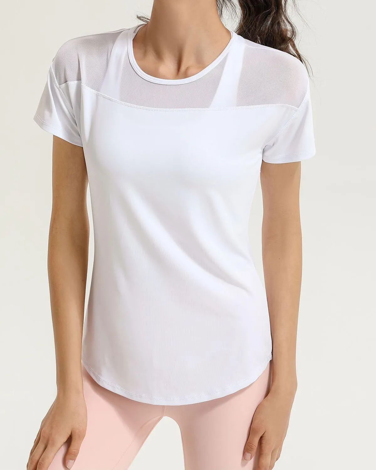 Women’s Short Sleeve Mesh Athletic Tops Open Back Workout Running Tank Tops