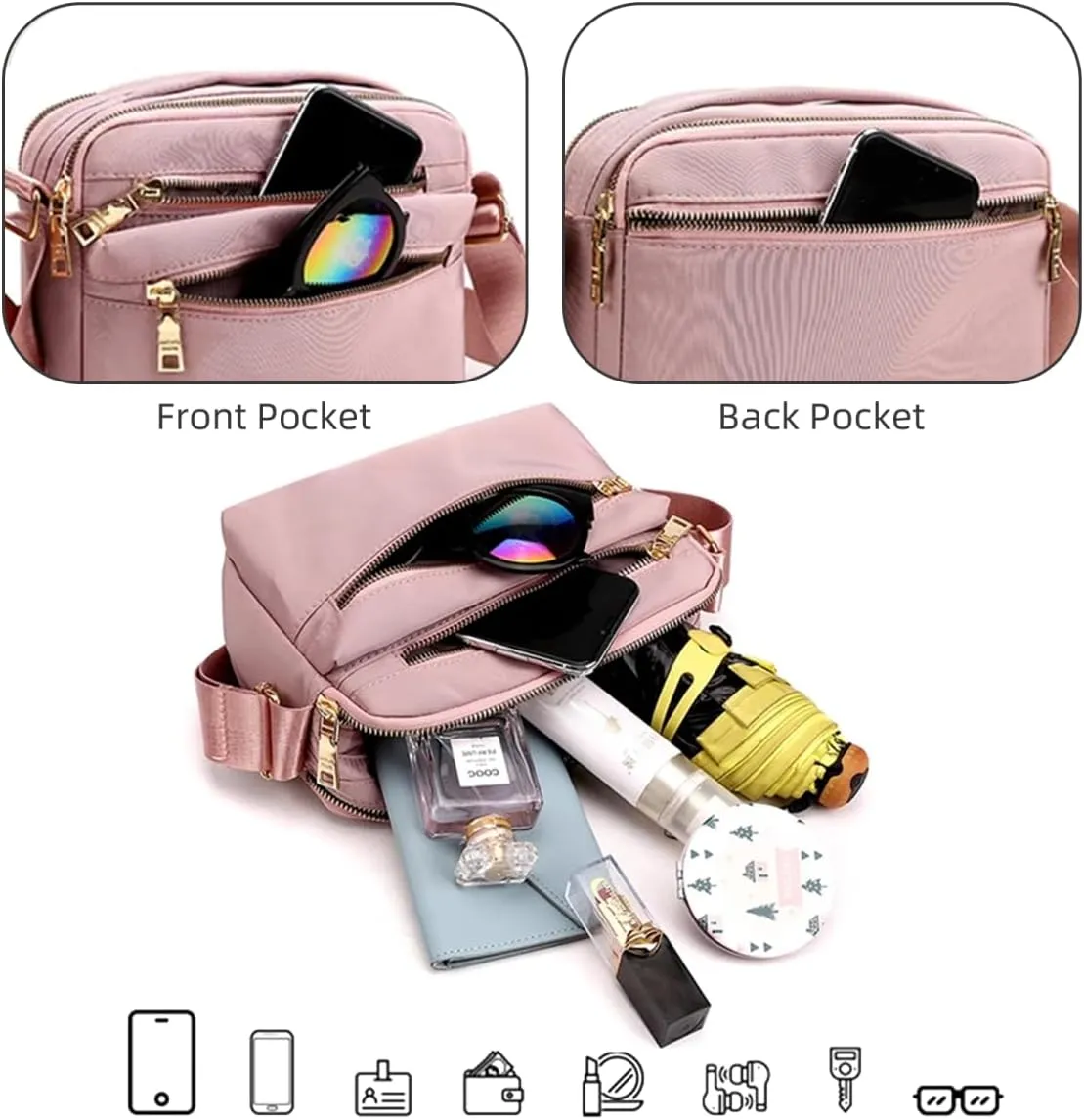 Women's Shoulder Bag, Handbag Large Capacity, Simple Casual, Commuter Bag Multi Pocket, Lightweight Crossbody Bag