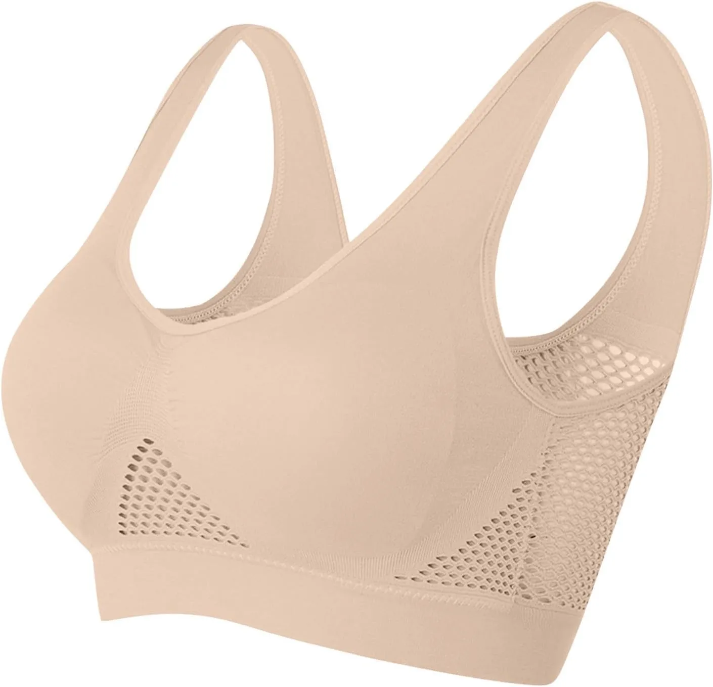 Women's Sport Bras 4PC with Breathable Stretchy Straps Mesh Panel Comfortable Supportive Workout Fitness Bralette