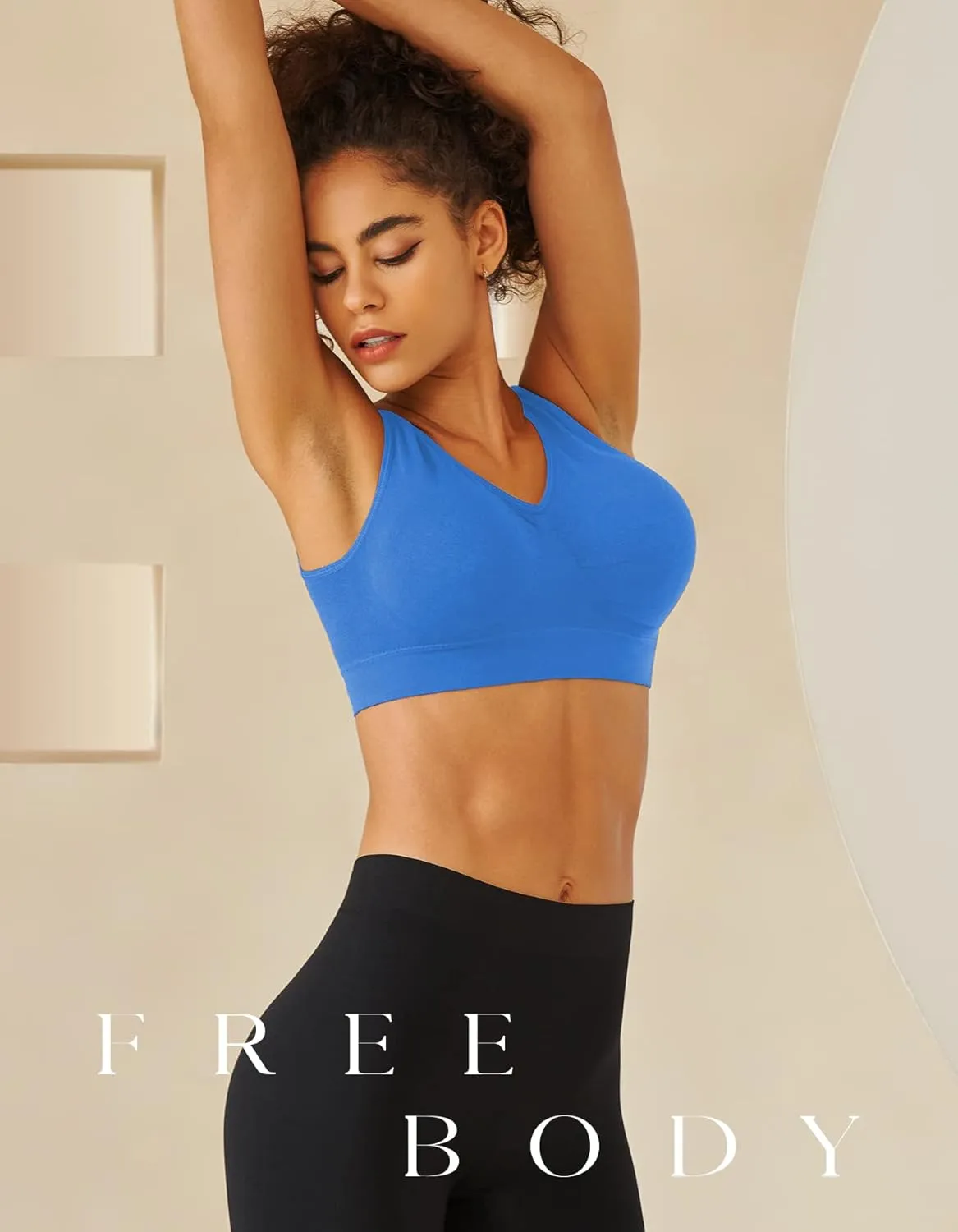 Womens Sports Bras, Yoga Comfort Seamless Stretchy Sports Bra for Women 3 Pack