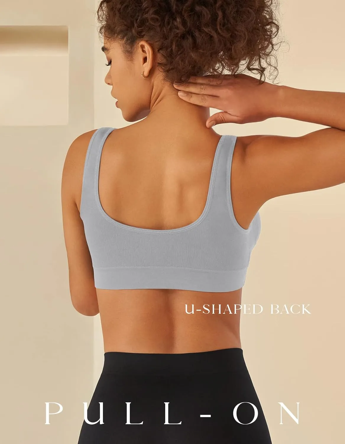 Womens Sports Bras, Yoga Comfort Seamless Stretchy Sports Bra for Women 3 Pack