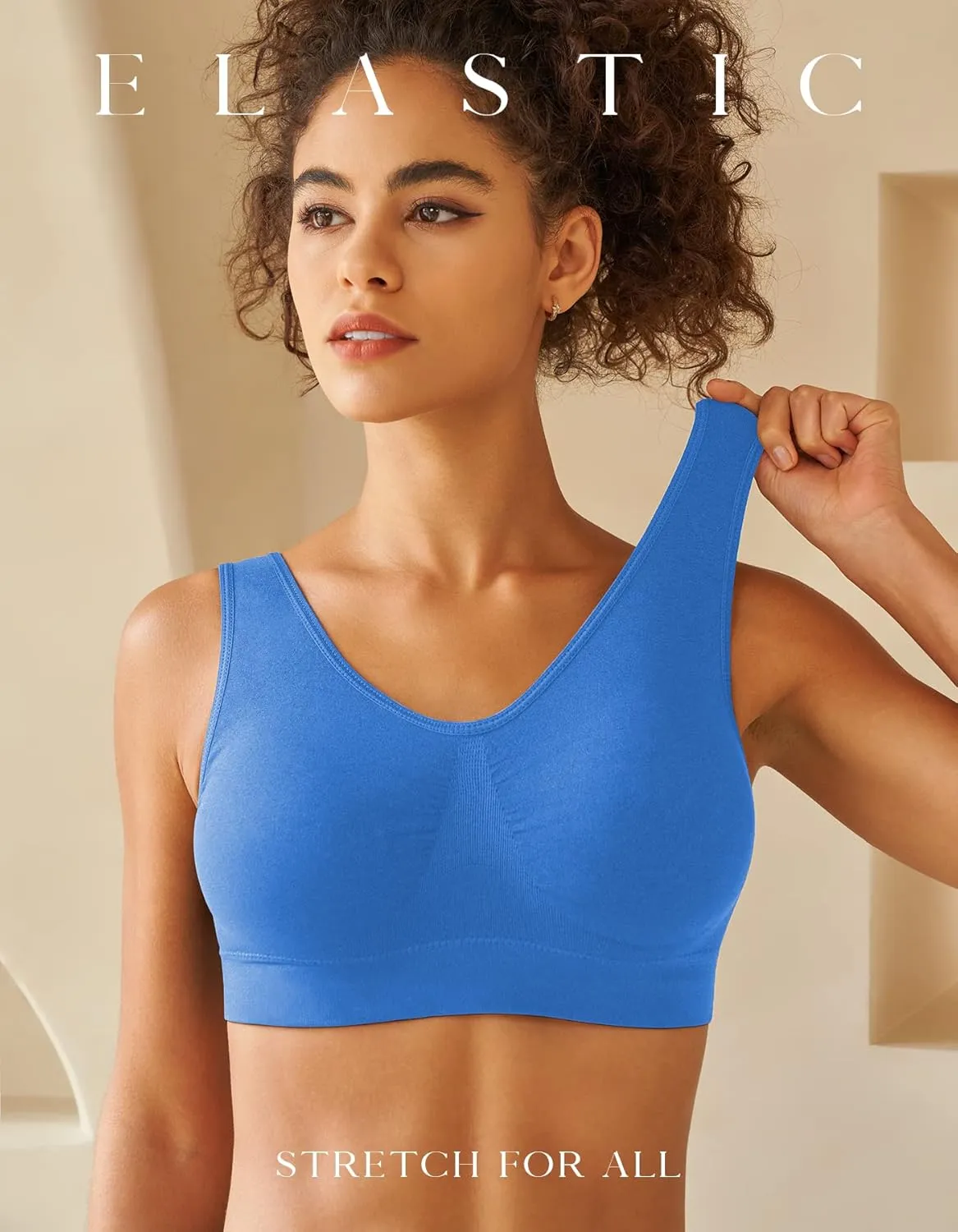 Womens Sports Bras, Yoga Comfort Seamless Stretchy Sports Bra for Women 3 Pack