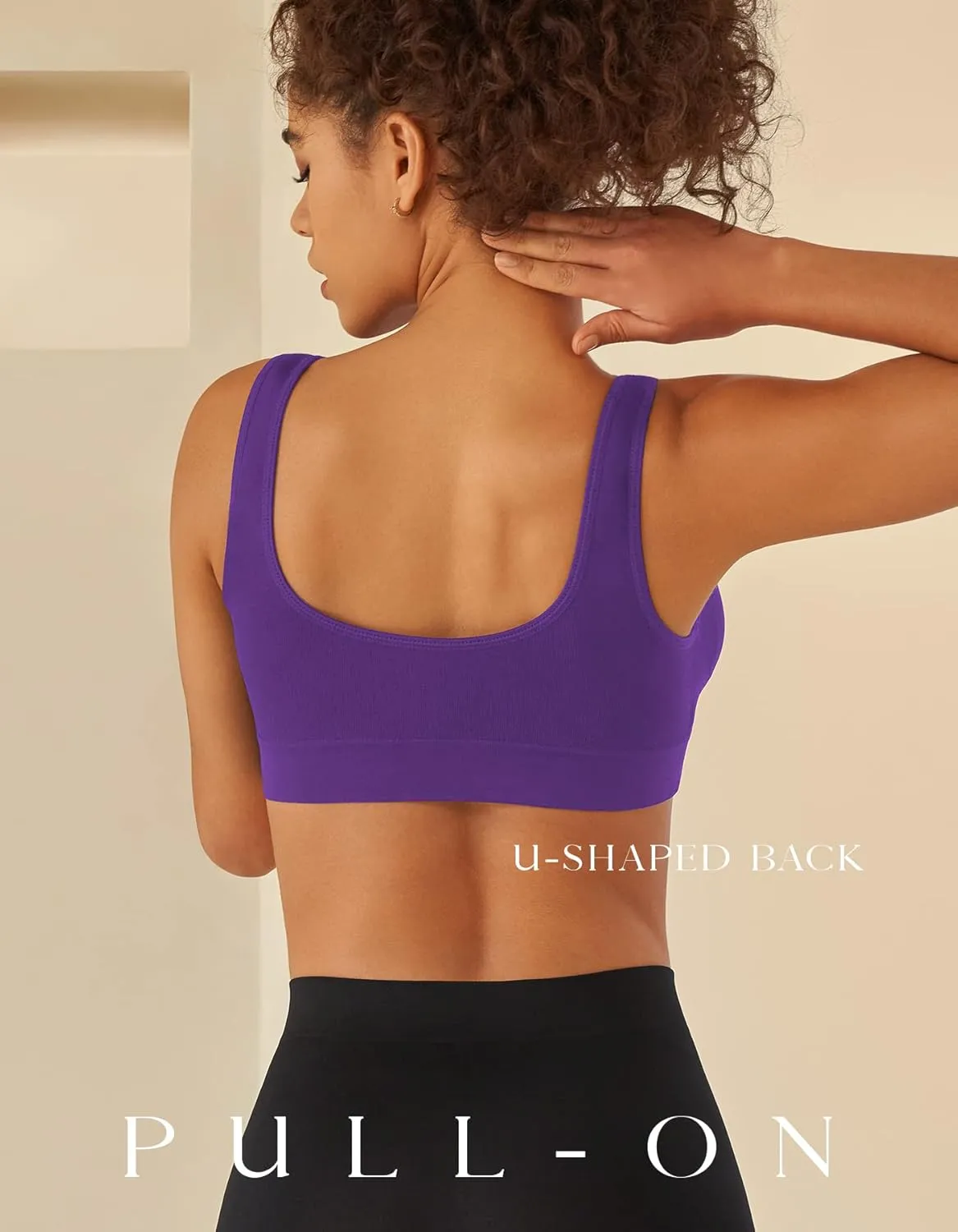 Womens Sports Bras, Yoga Comfort Seamless Stretchy Sports Bra for Women 3 Pack
