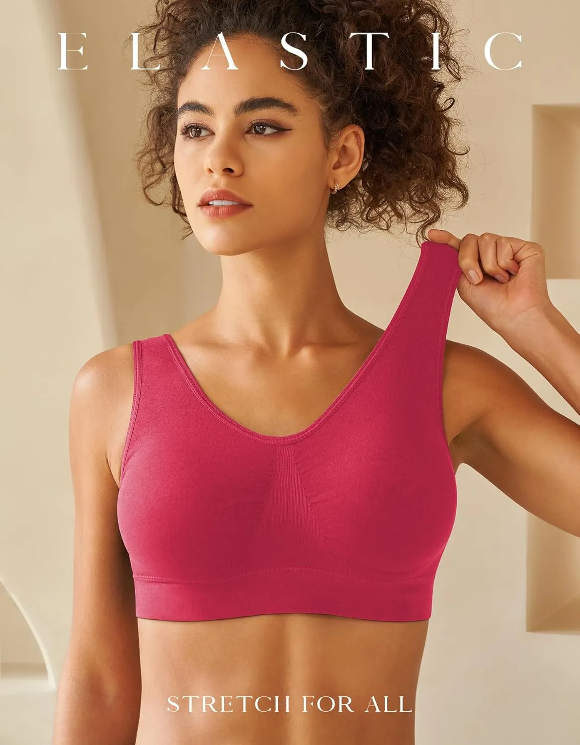 Womens Sports Bras, Yoga Comfort Seamless Stretchy Sports Bra for Women 3 Pack