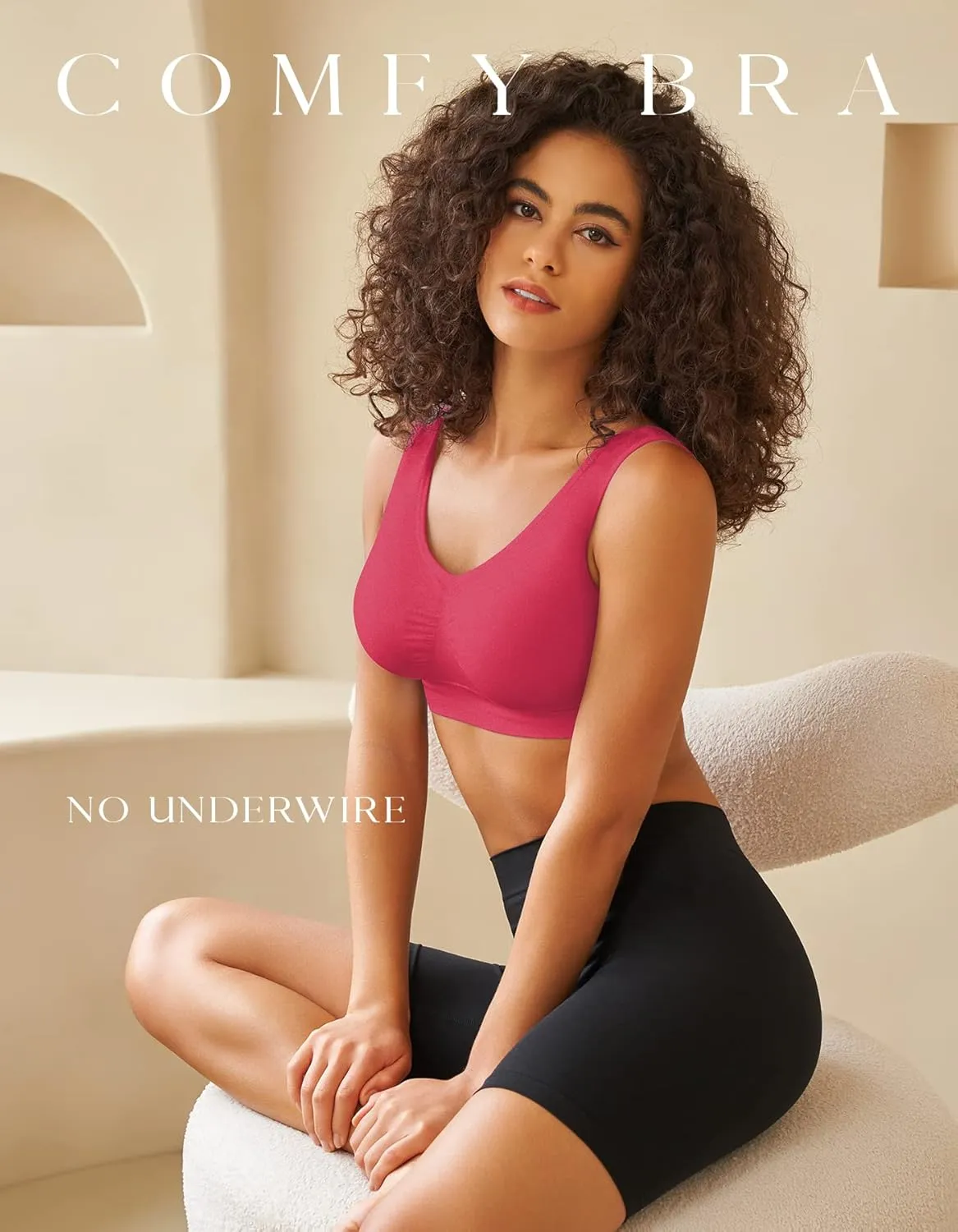 Womens Sports Bras, Yoga Comfort Seamless Stretchy Sports Bra for Women 3 Pack