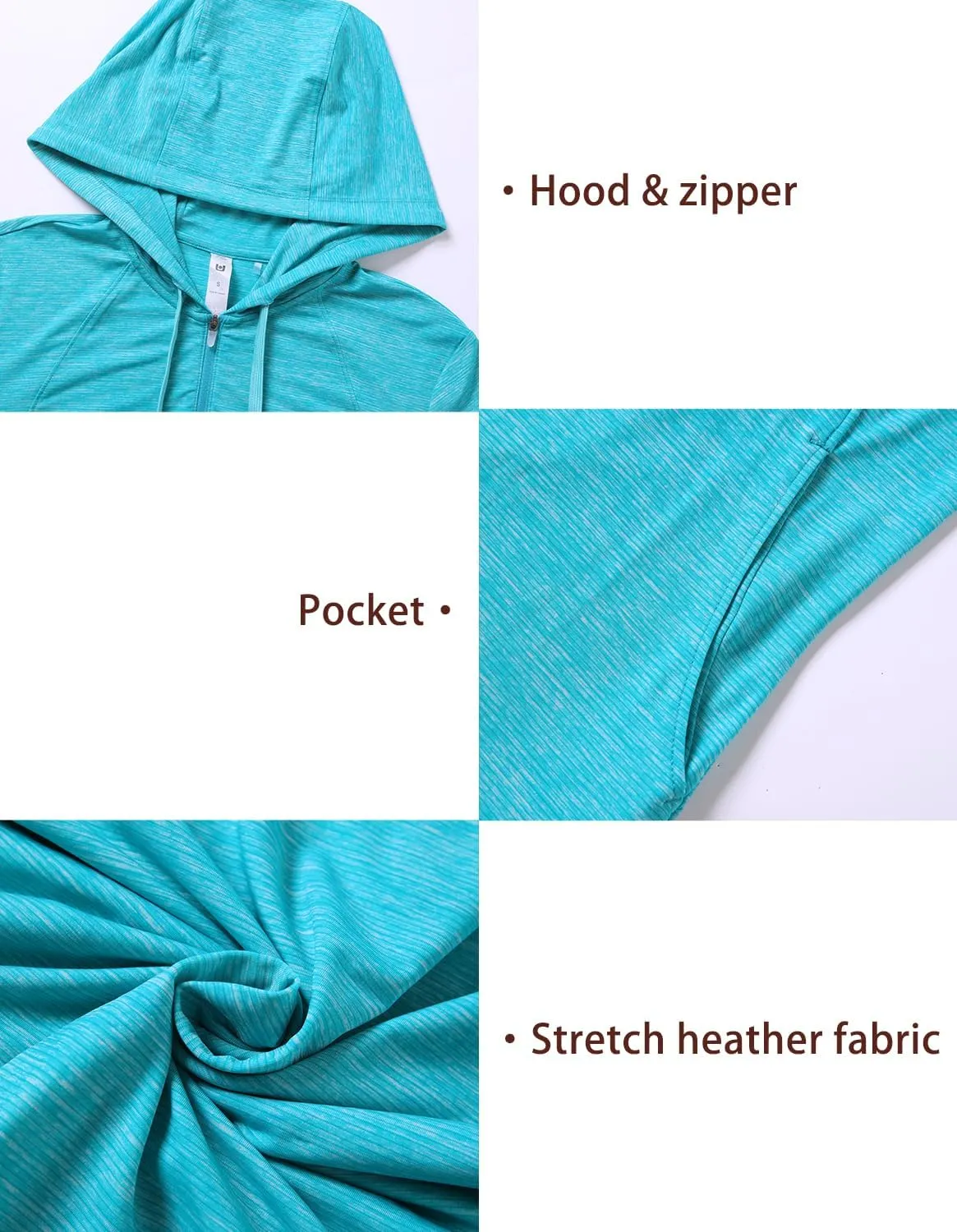 Womens UPF 50  1/4 Zip Pullover Hoodie Lightweight UV Shirt Long Sleeve Outdoor Athletic Tops with Pocket