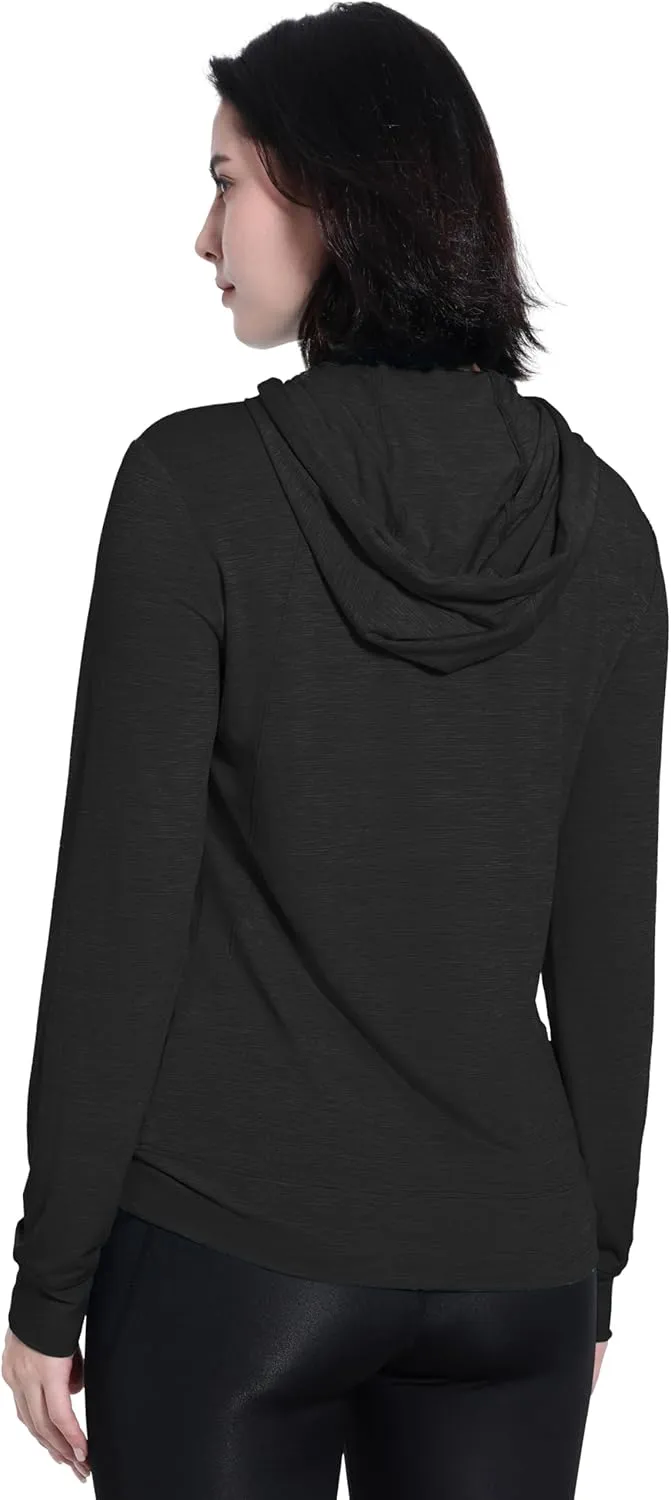 Womens UPF 50  1/4 Zip Pullover Hoodie Lightweight UV Shirt Long Sleeve Outdoor Athletic Tops with Pocket