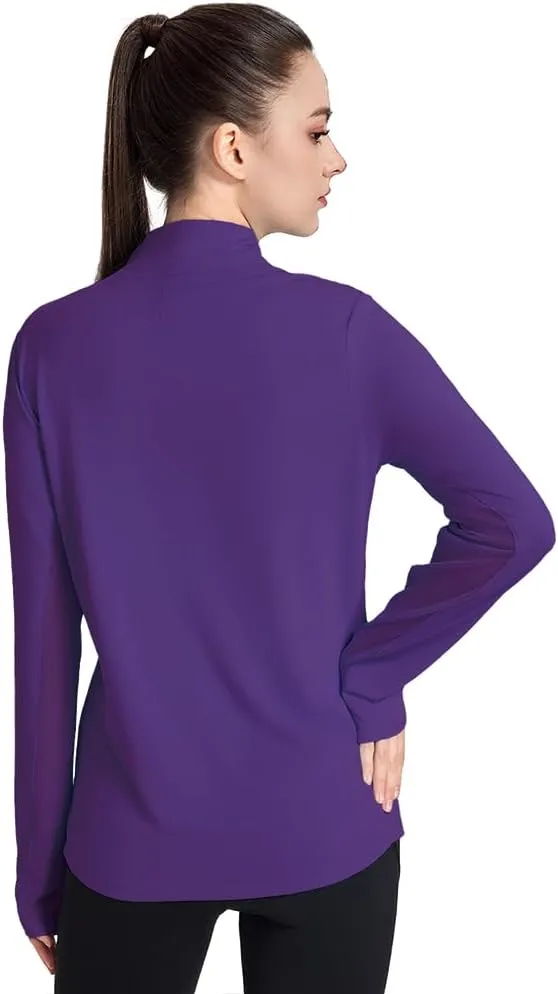 Women's UPF 50  1/4 Zip Pullover Sun Shirts Long Sleeve UV Protection Shirt Quick Dry Lightweight Outdoor Tops