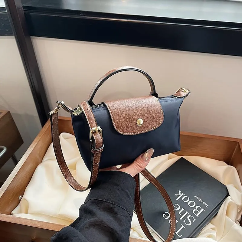 Women's Vintage Nylon Handbag – Elegant Soft Shoulder Bag with Crossbody Strap Lightweight Purse for Casual Daily Use
