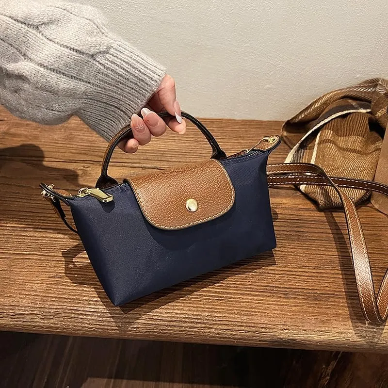 Women's Vintage Nylon Handbag – Elegant Soft Shoulder Bag with Crossbody Strap Lightweight Purse for Casual Daily Use