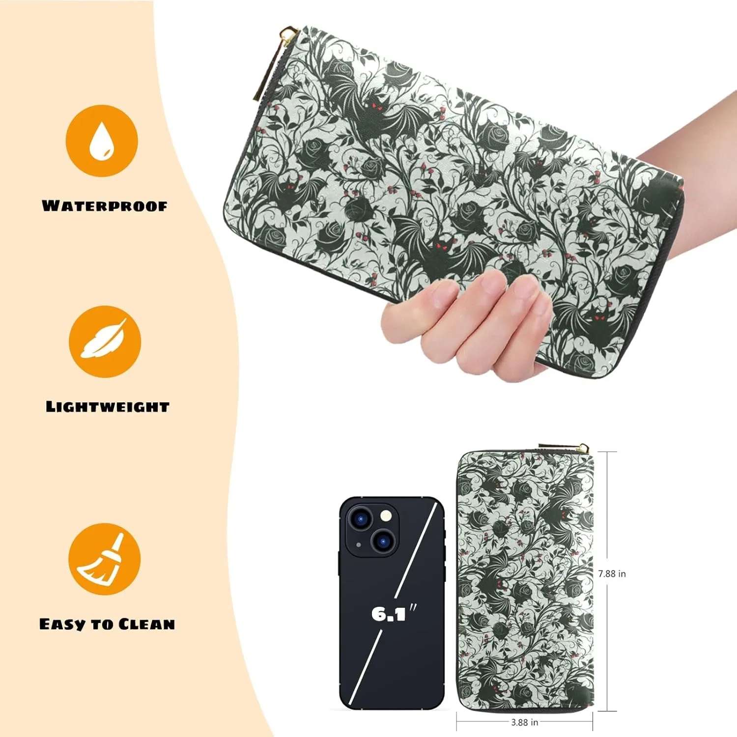 Womens Wallet PU Leather Long Purse Credit Card Clutch with Zipper Coin Purse