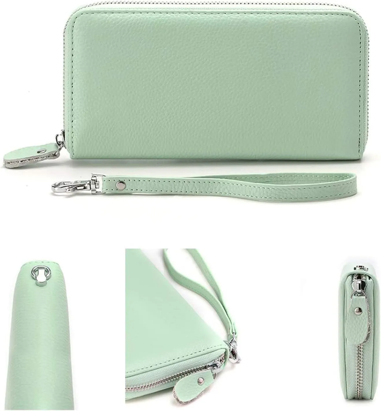 Womens Wallet RFID Blocking Genuine Leather Zip Around Wallet Clutch Wristlet Travel Long Purse for Women