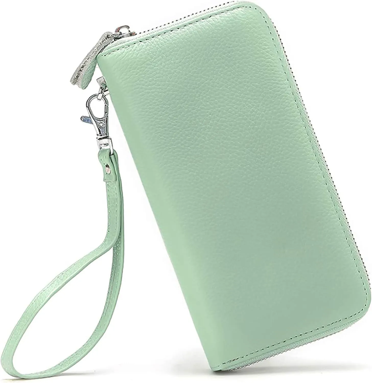 Womens Wallet RFID Blocking Genuine Leather Zip Around Wallet Clutch Wristlet Travel Long Purse for Women