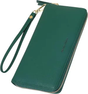 Womens Wallet RFID Large Capacity Zip Around Wallet PU Leather Credit Card Holder Clutch Wristlet Wallet Travel Purse