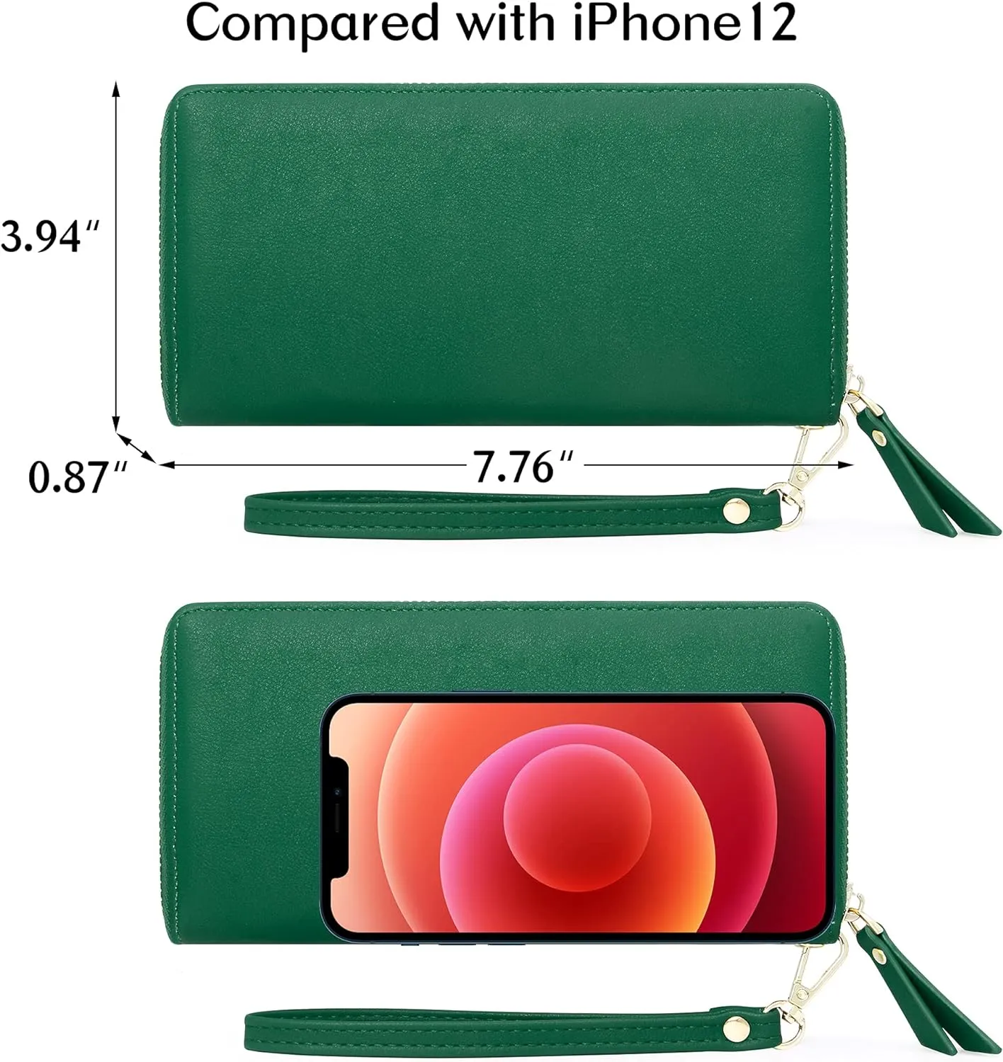 Womens Wallet RFID Large Capacity Zip Around Wallet PU Leather Credit Card Holder Clutch Wristlet Wallet Travel Purse