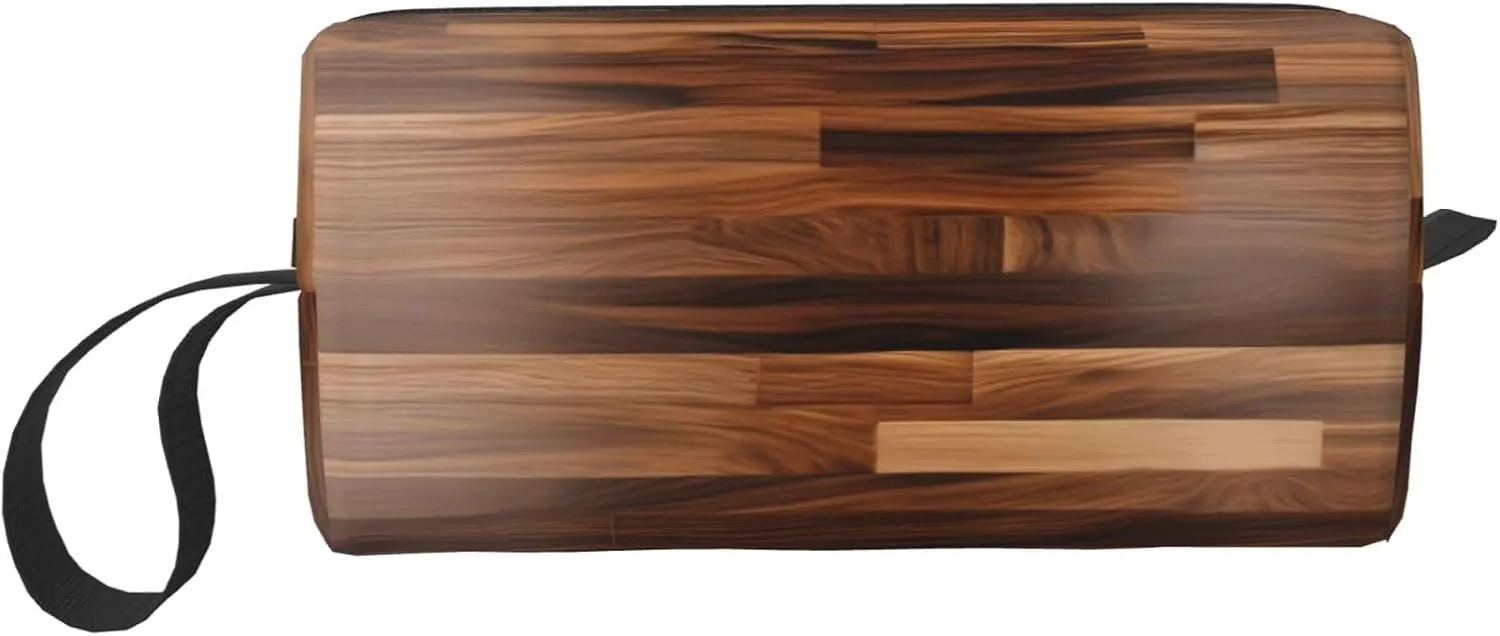 Wood Grain print Travel Cosmetic Bag Gifts for Women Portable Make Up Bags for Women Mother Sister