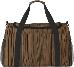 Wood Grain Travel Tote Bag â€“ Large Reusable Shopping Bag, Vacation Tote, Sports Duffel Bag with Adjustable Crossbody Strap