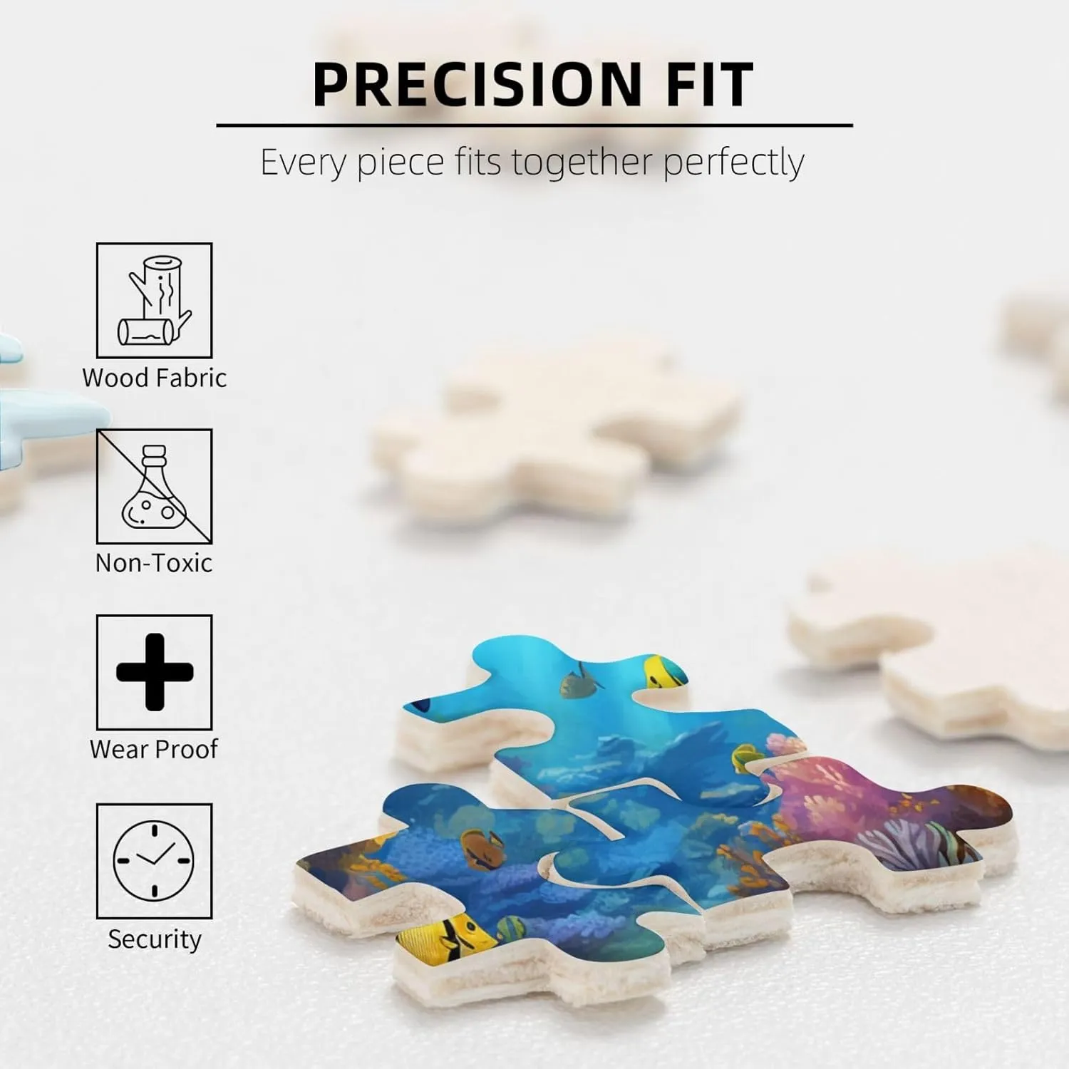 Wooden Jigsaw Puzzles 500 Pieces Cute Dolphin Fish Sea Coral Puzzle Leisure for Adults Jigsaw Challenging Creative Educational Intellectual Decompressing Family Games Toy Gift
