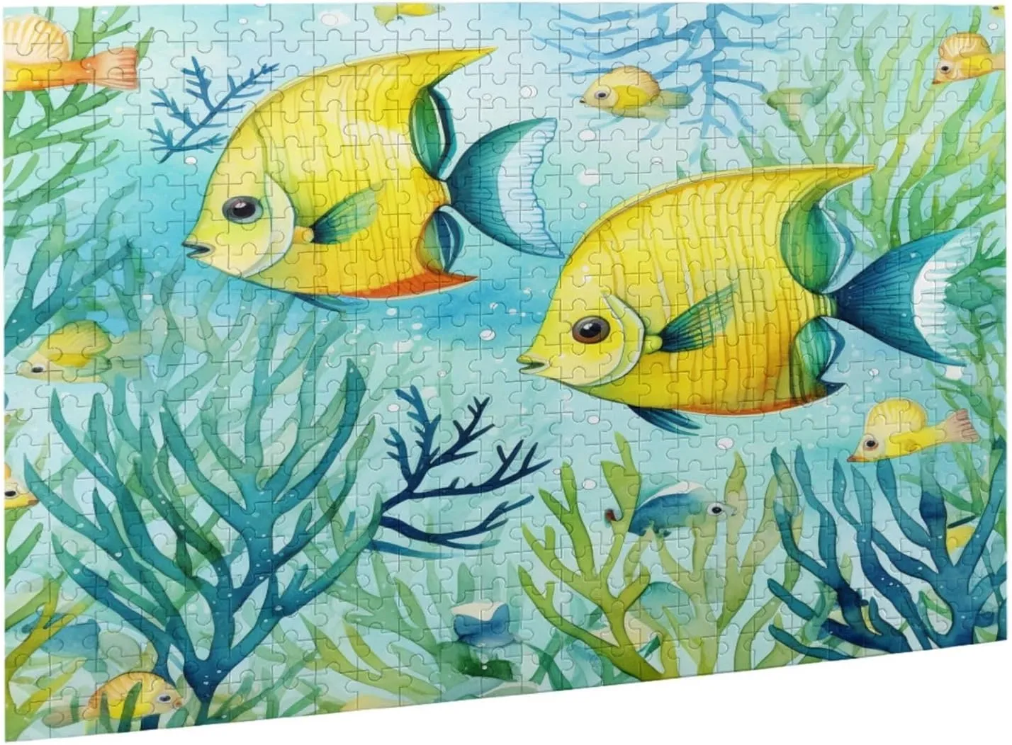 Wooden Jigsaw Puzzles 500 Pieces Cute Tropical Fish Ocean Sea Watercolor Puzzle Leisure for Adults Jigsaw Challenging Creative Educational Intellectual Decompressing Family Games Toy Gift