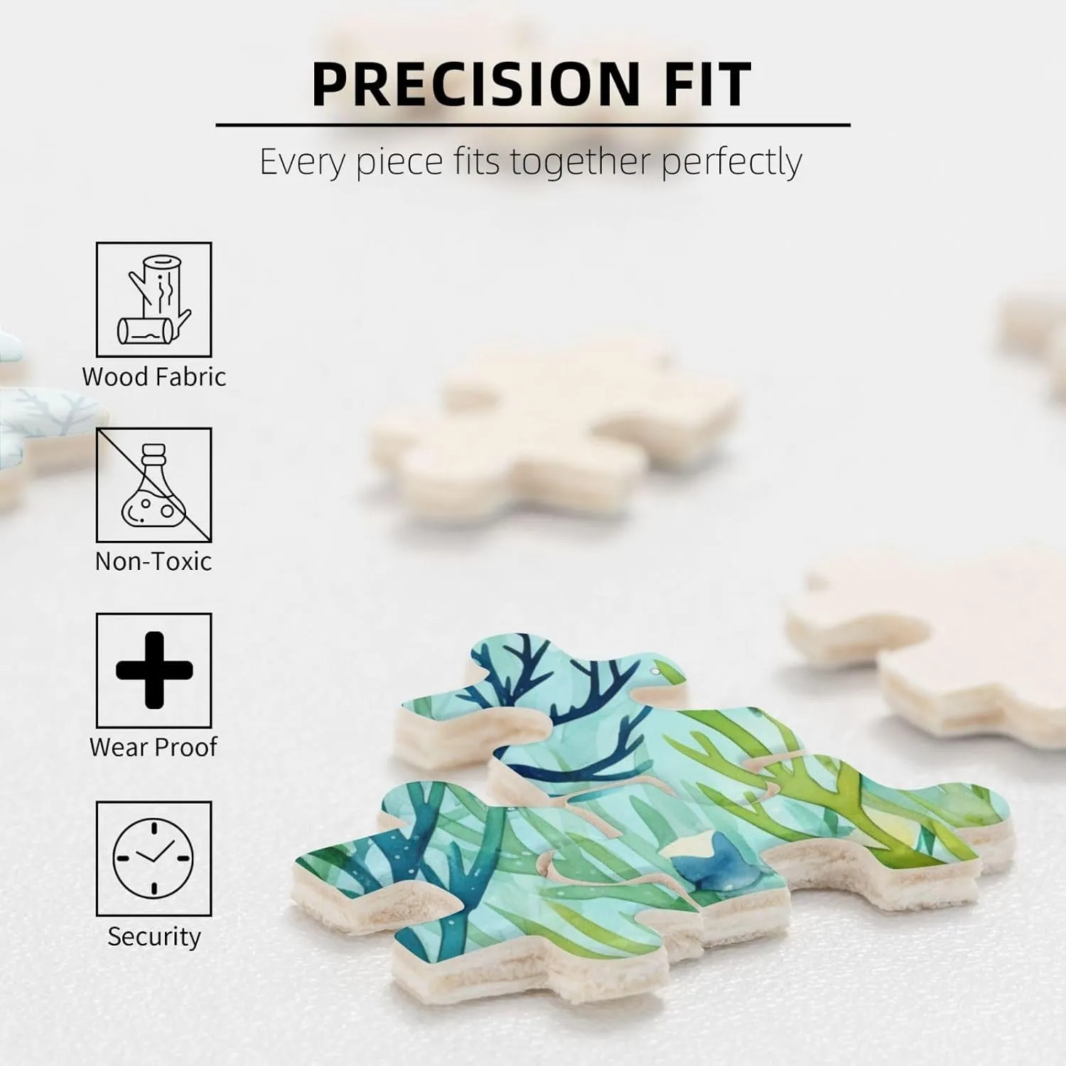 Wooden Jigsaw Puzzles 500 Pieces Cute Tropical Fish Ocean Sea Watercolor Puzzle Leisure for Adults Jigsaw Challenging Creative Educational Intellectual Decompressing Family Games Toy Gift