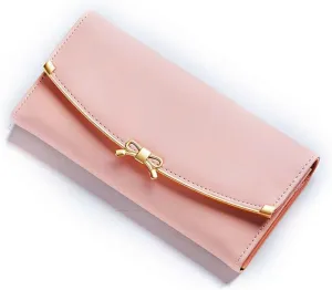 WOOLALA Women Cute Bowknot Wallet Trifold Large Capacity Long Purse