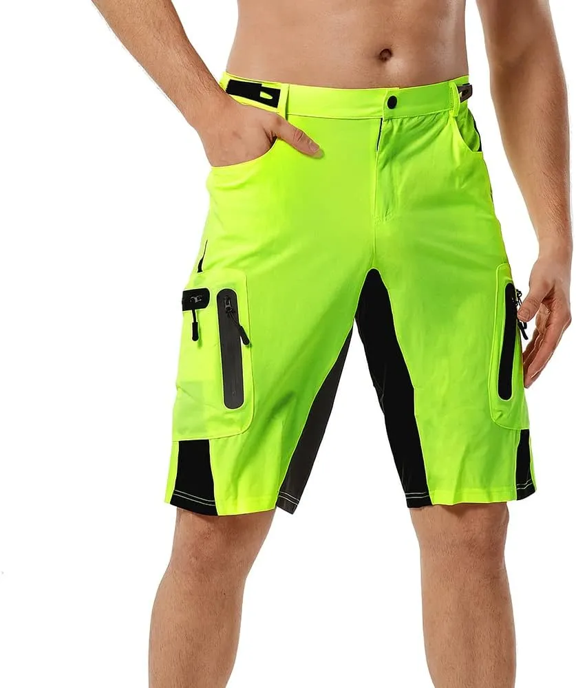 WOSAWE Men's Baggy Cycling Shorts Quick Dry Mountain Bike Bottoms MTB Padded Shorts with 7 Pockets