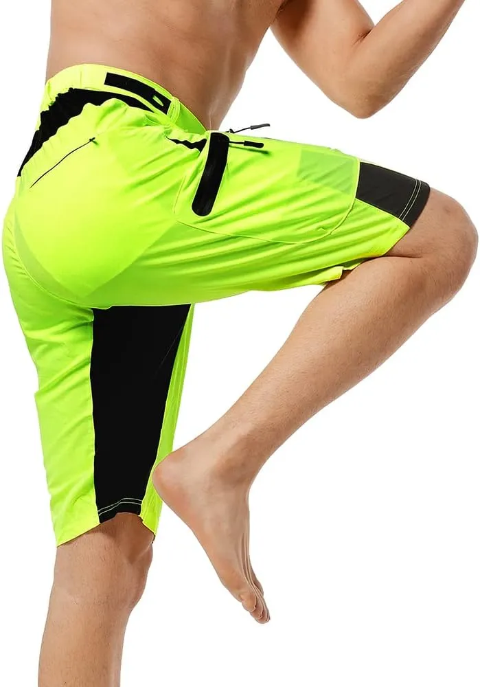 WOSAWE Men's Baggy Cycling Shorts Quick Dry Mountain Bike Bottoms MTB Padded Shorts with 7 Pockets