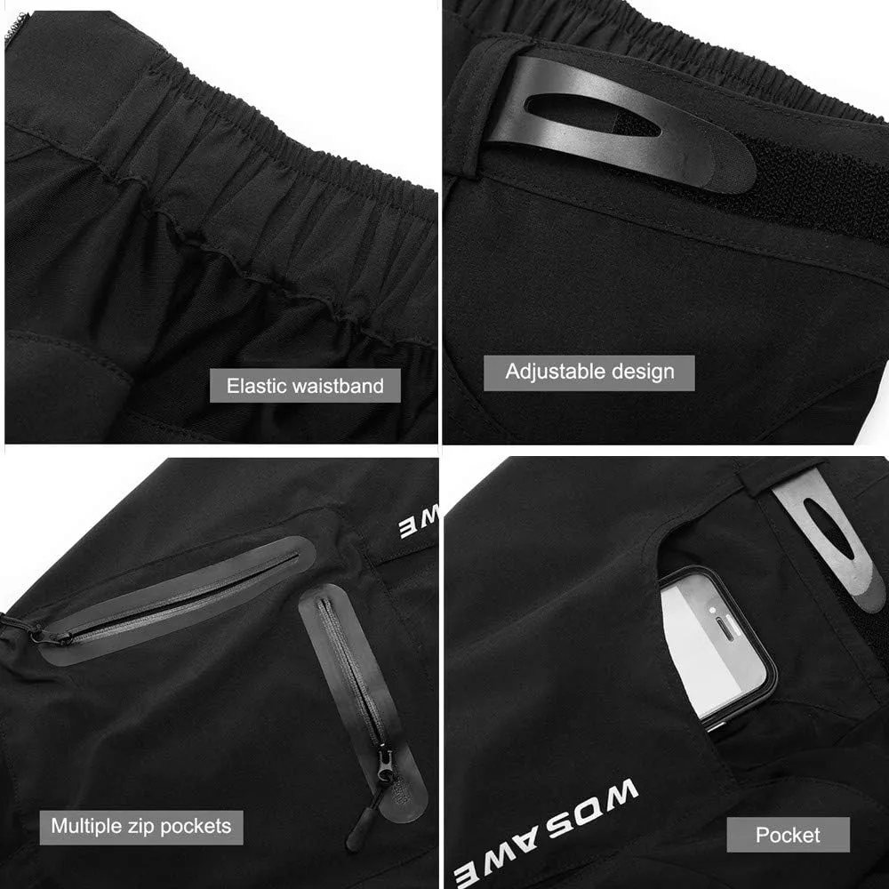 WOSAWE Men's Baggy Cycling Shorts Quick Dry Mountain Bike Bottoms MTB Padded Shorts with 7 Pockets