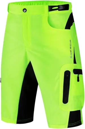 WOSAWE Men's Baggy Cycling Shorts Quick Dry Mountain Bike Bottoms MTB Padded Shorts with 7 Pockets
