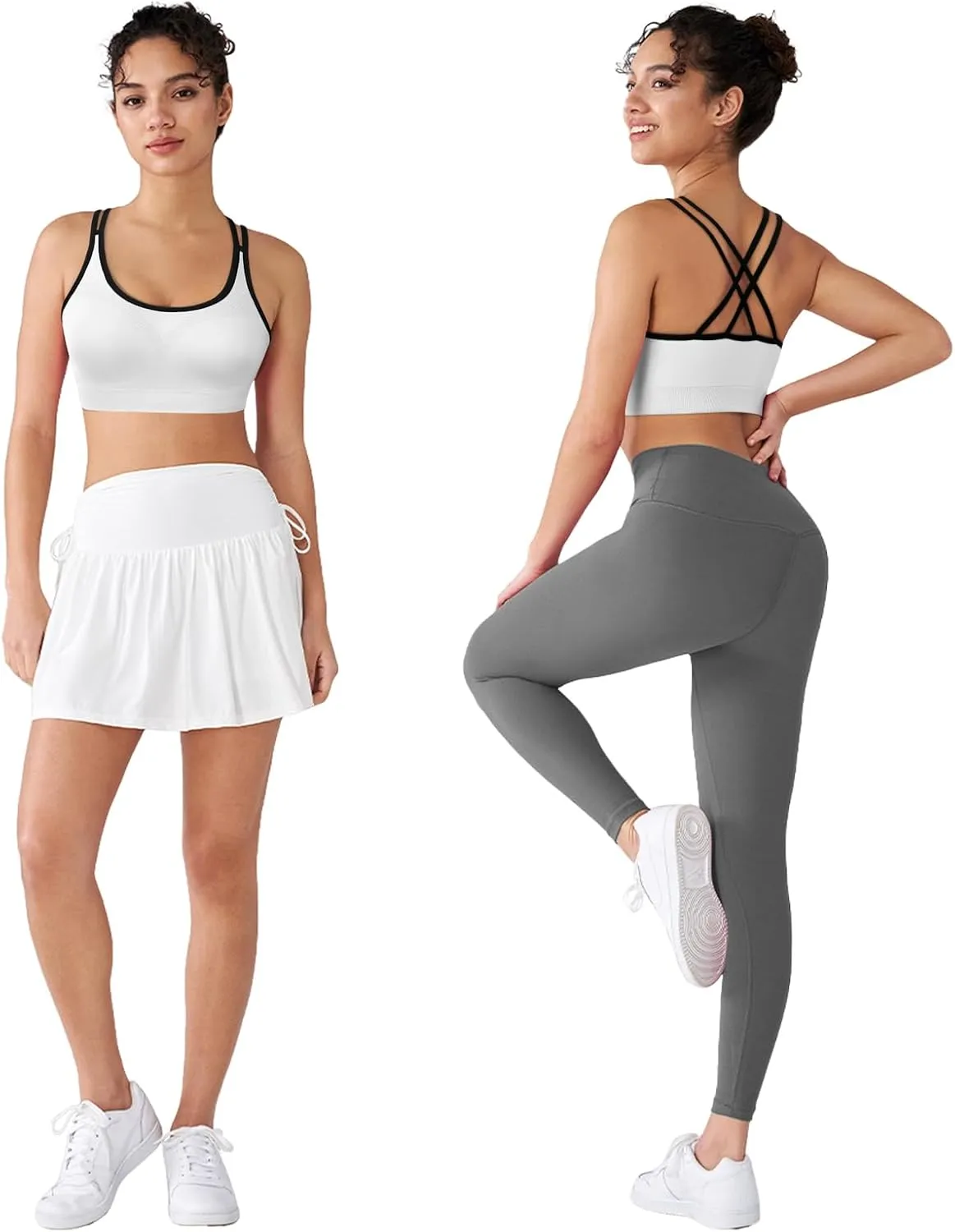 WOYYHO Cross Back Sports Bra for Women Padded Strappy Yoga Bra Medium Support Workout Bra for Athletic Gym Fitness 3 Pack