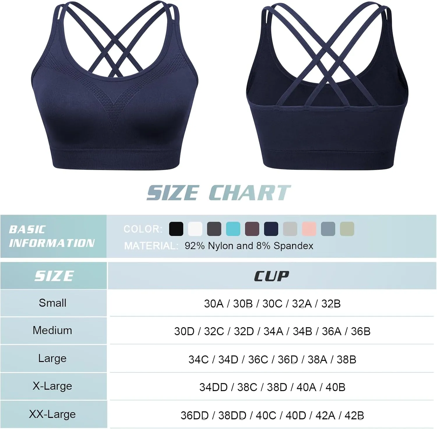WOYYHO Cross Back Sports Bra for Women Padded Strappy Yoga Bra Medium Support Workout Bra for Athletic Gym Fitness 3 Pack