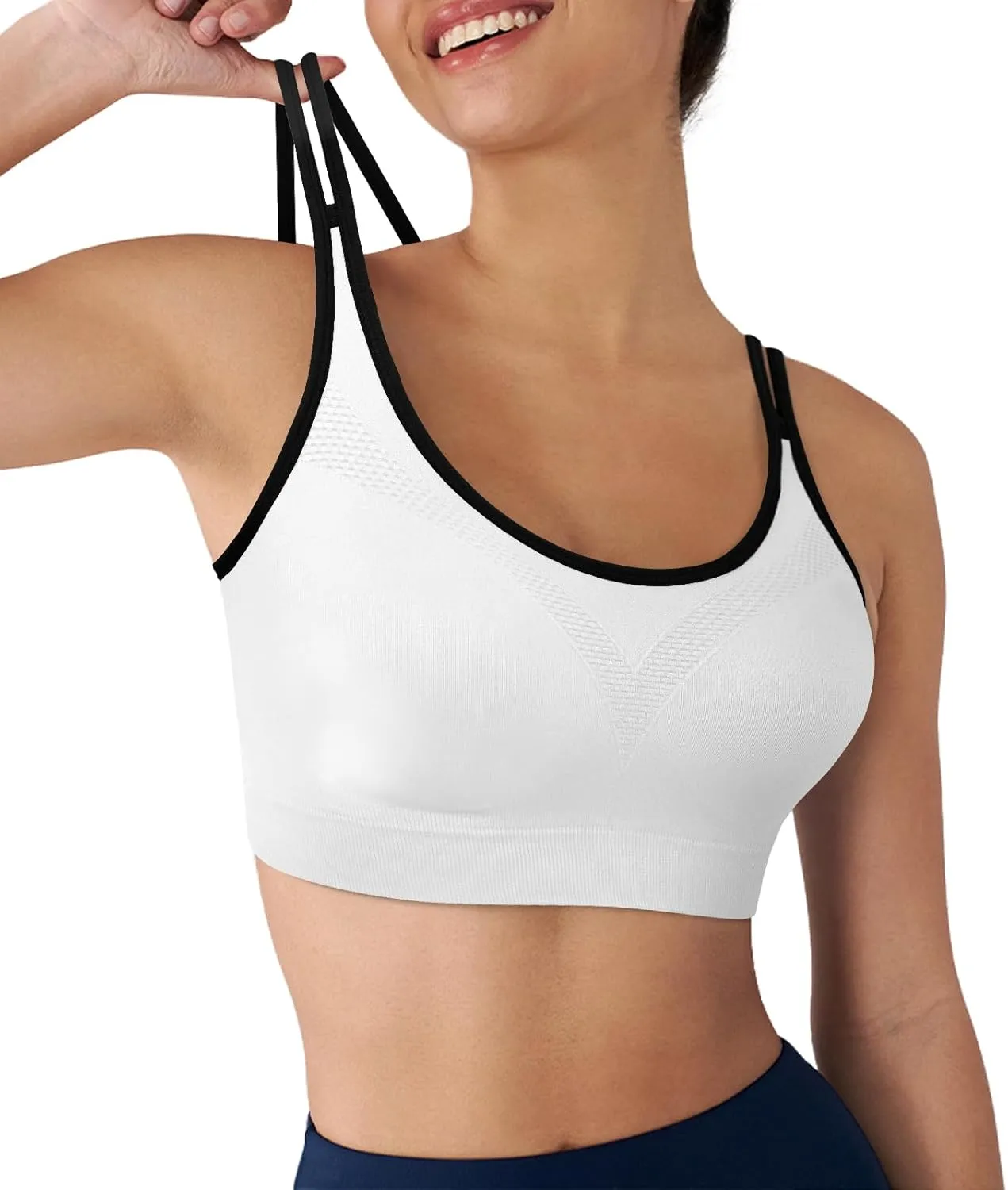 WOYYHO Cross Back Sports Bra for Women Padded Strappy Yoga Bra Medium Support Workout Bra for Athletic Gym Fitness 3 Pack