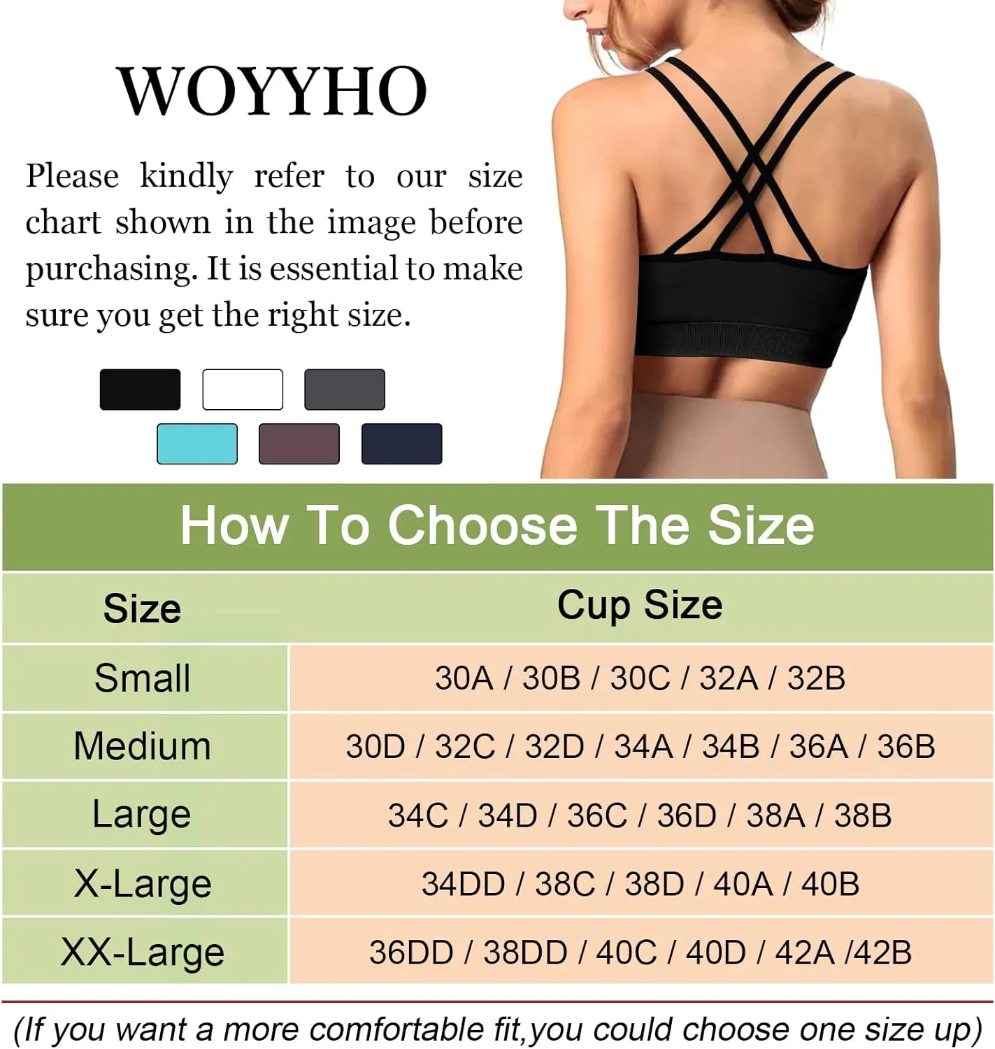 WOYYHO Cross Back Sports Bra for Women Padded Strappy Yoga Bra Medium Support Workout Bra for Athletic Gym Fitness 3 Pack