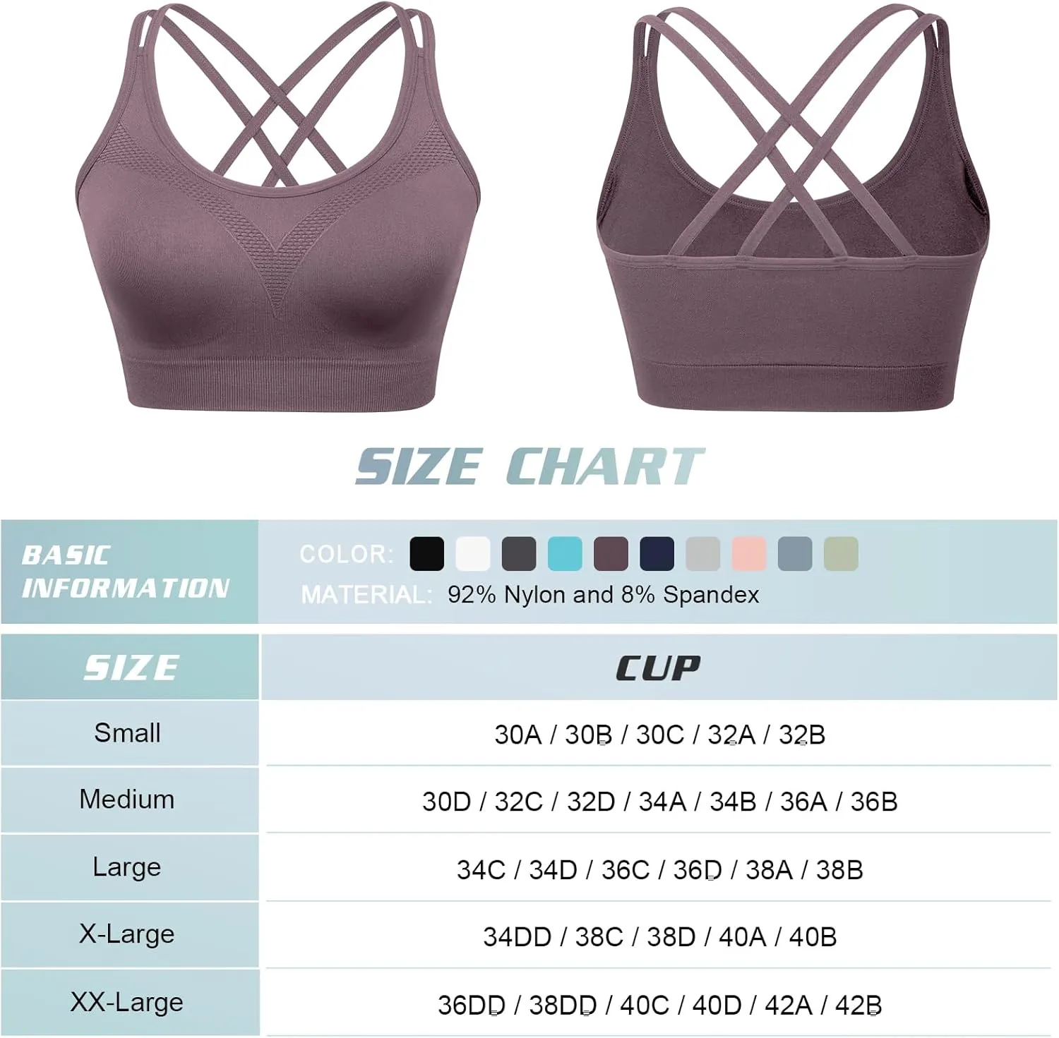 WOYYHO Cross Back Sports Bra for Women Padded Strappy Yoga Bra Medium Support Workout Bra for Athletic Gym Fitness 3 Pack