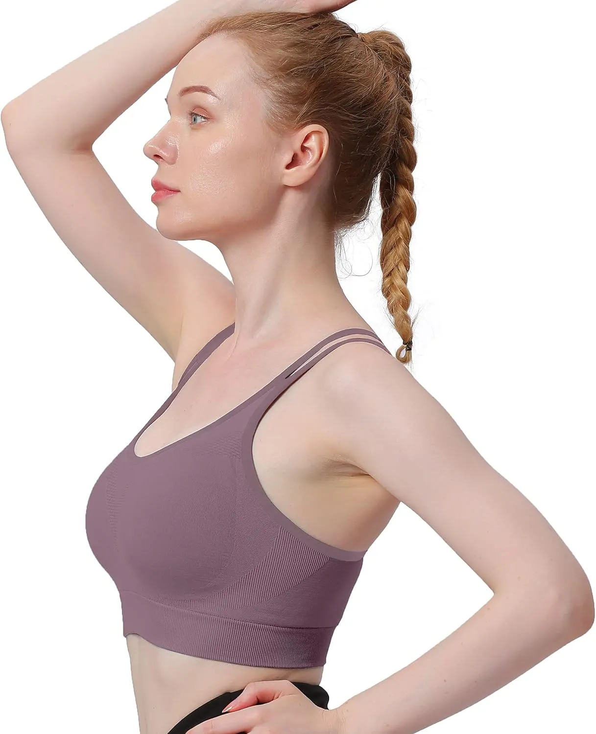 WOYYHO Cross Back Sports Bra for Women Padded Strappy Yoga Bra Medium Support Workout Bra for Athletic Gym Fitness 3 Pack