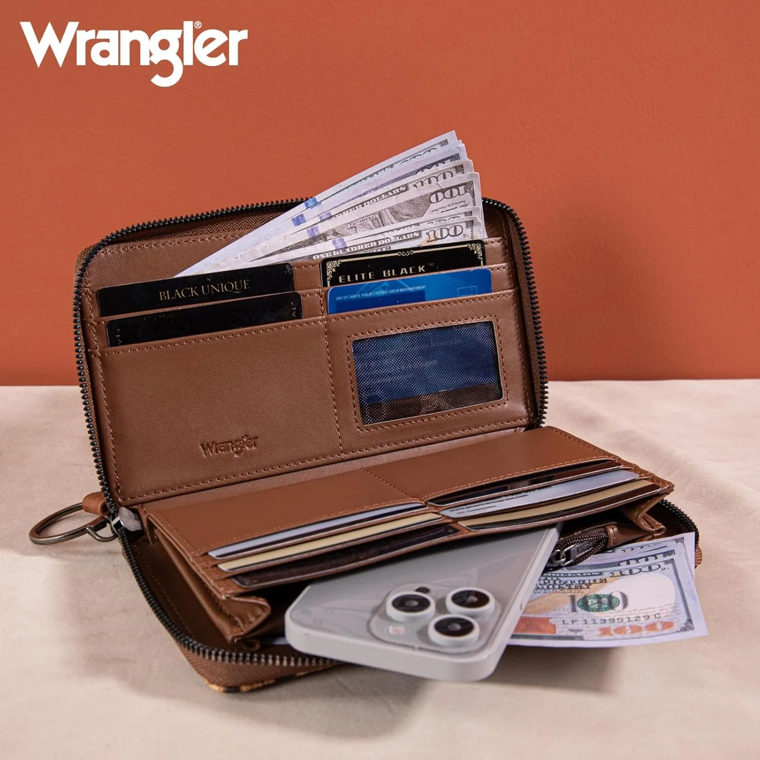 Wrangler Womens Wallet Wristlet Long Purse Designer Clutch Large Capacity Credit Card Holder for Women
