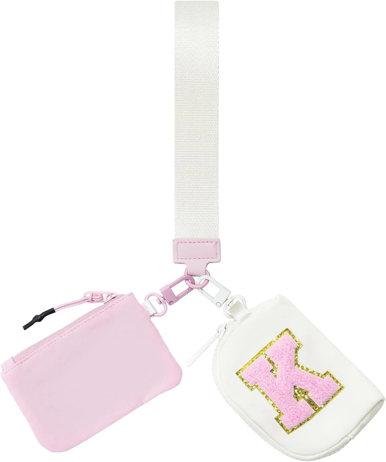 Wristlet Wallets for Women Key Chain Dual Pouch Purse Small Mini Coin Zip Around Bag Keychain Strap Card Holder