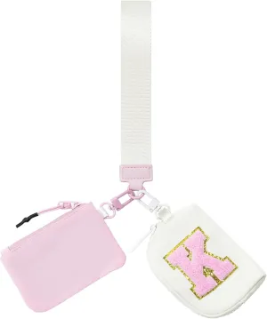 Wristlet Wallets for Women Key Chain Dual Pouch Purse Small Mini Coin Zip Around Bag Keychain Strap Card Holder