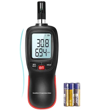 WT83 Temperature Humidity Meter, High Precision Thermometer Hygrometer with Ambient Dew Point Wet Bulb Temperature Indoor Outdoor, Max/Min Data Hold, 1000 Sets Data Log, Batteries Included