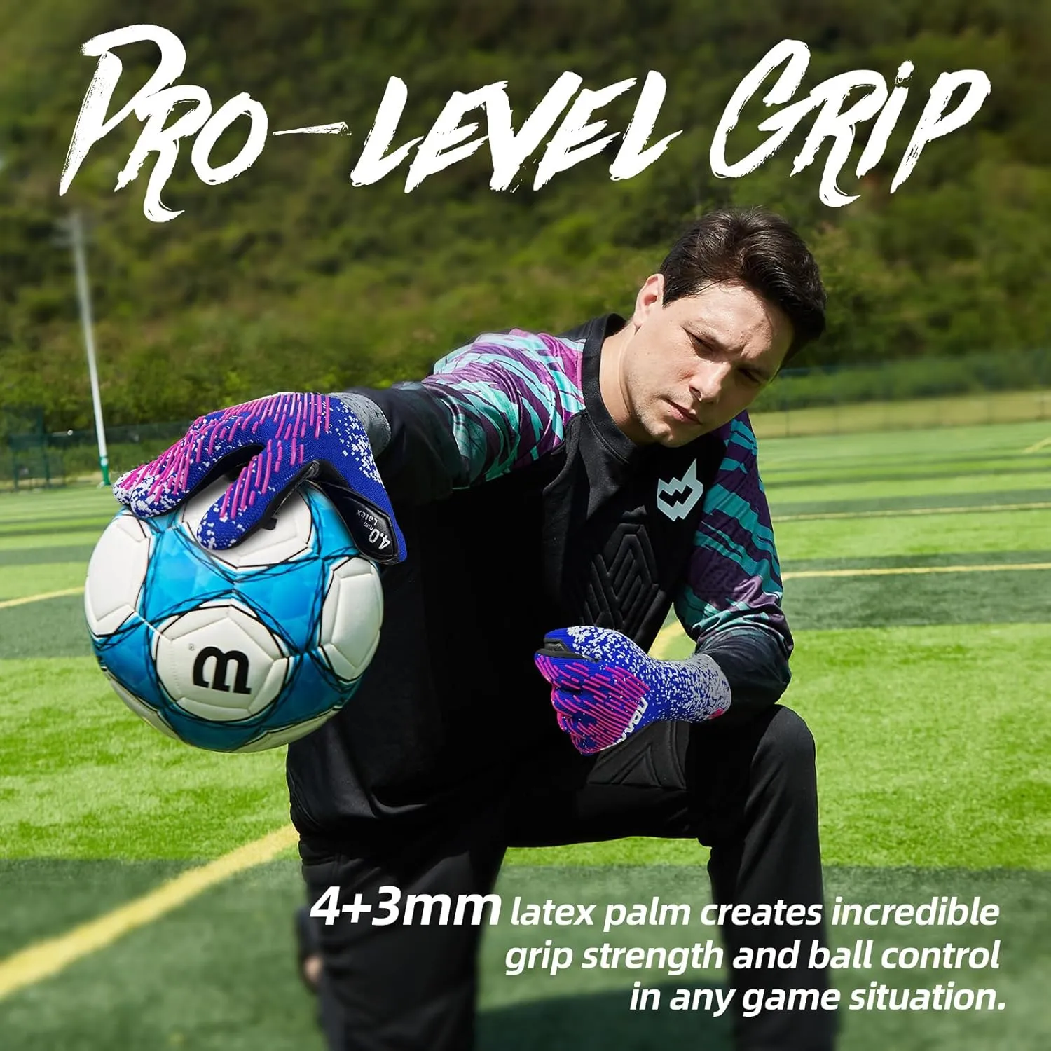 WVVOU Soccer Goalie Gloves Youth Adults, High Performance Goalkeeper Gloves, Breathable Soccer Gloves, 4 3mm Super Grip for The Toughest Saves