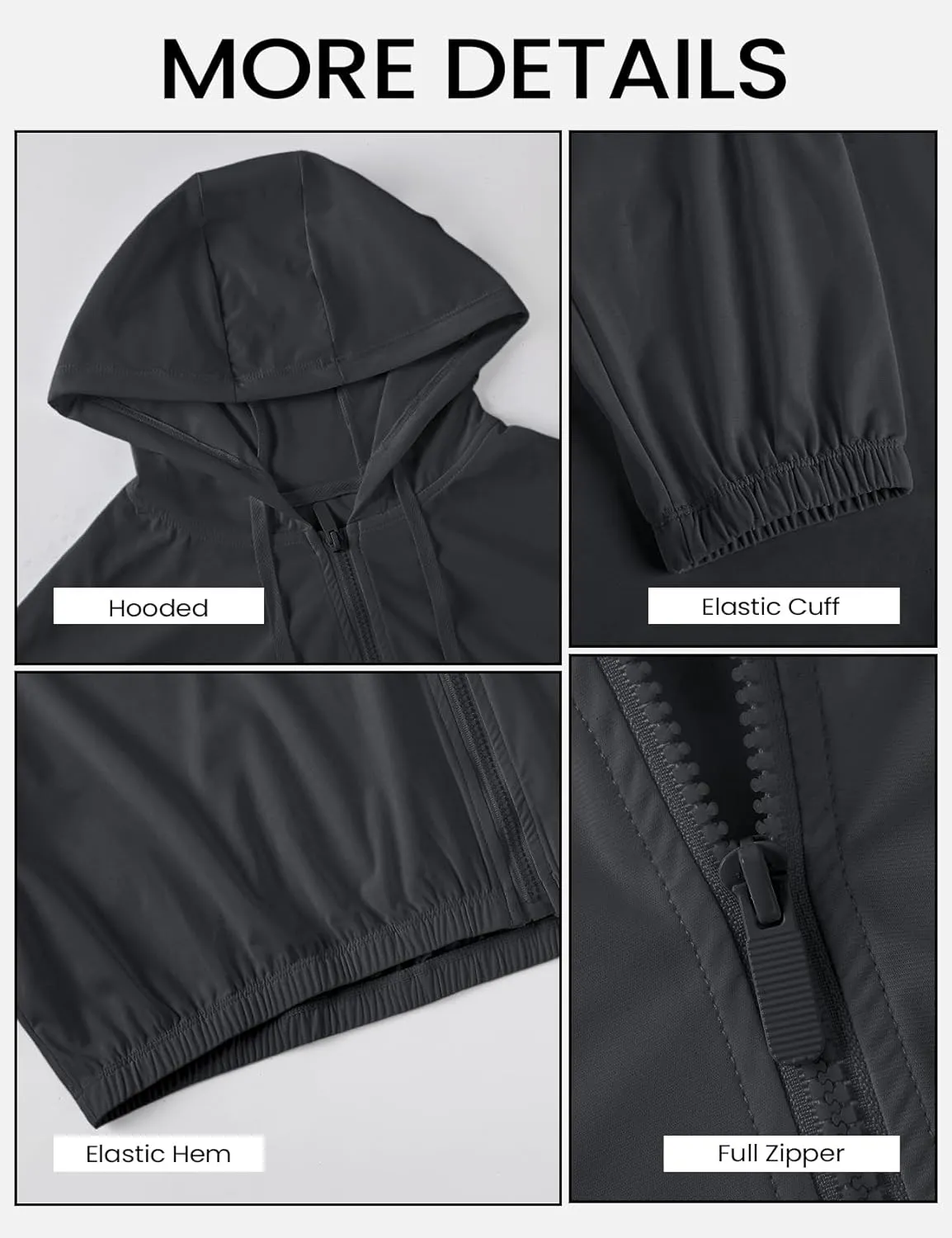 Wyeysyt Women's UPF 50  UV Sun Protection Cropped Jackets Athletic Running Workout Zip Up Hoodie Outdoor Jackets