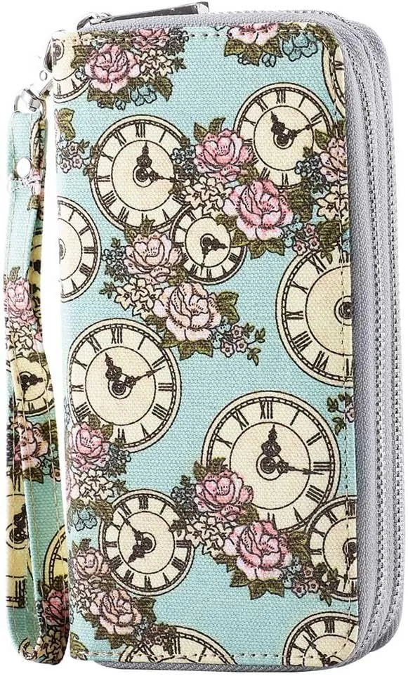XEYOU Double Zipper Long Clutch Wallet Cellphone Wallet for Women with Removable Wristlet Strap for Credit Card, Cash, Coin, Bill