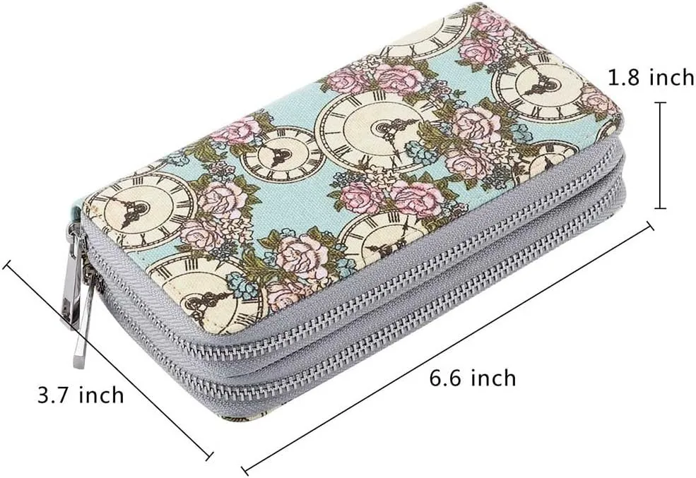 XEYOU Double Zipper Long Clutch Wallet Cellphone Wallet for Women with Removable Wristlet Strap for Credit Card, Cash, Coin, Bill